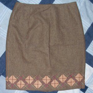 Ann Taylor LOFT Brown Wool-Blend Pencil Skirt 8P